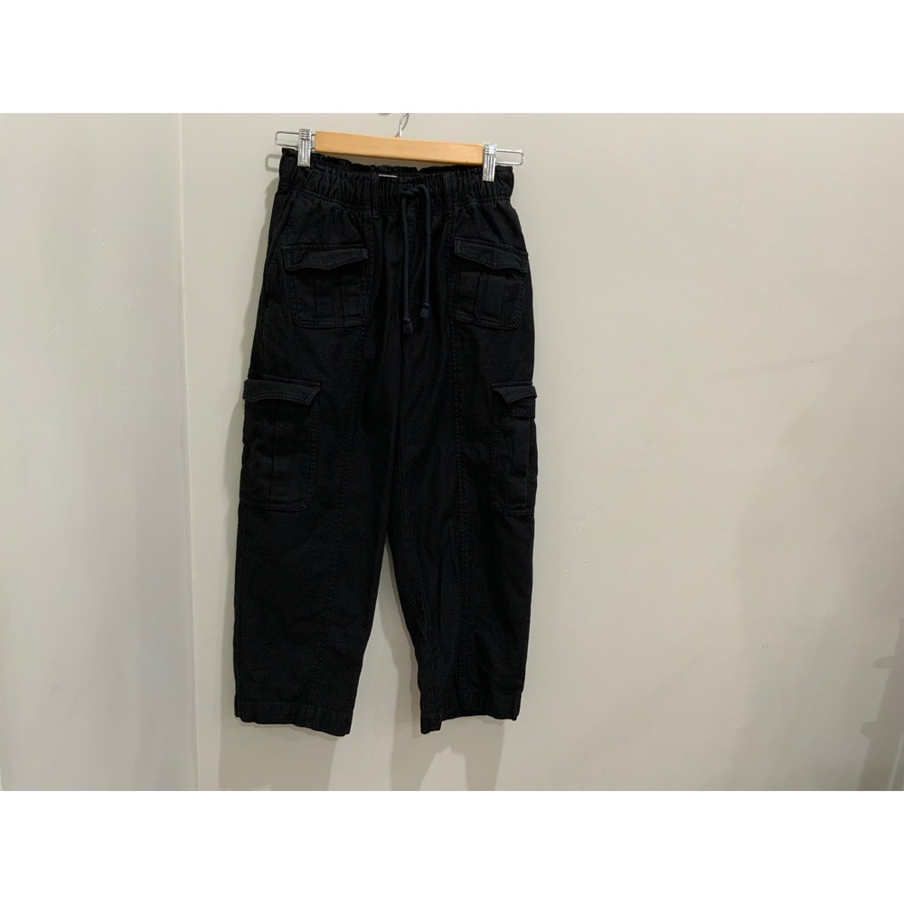 Womens Black Cargo  Drawstring Waist Cropped Length Relaxed‎ Fit Casual Size 00